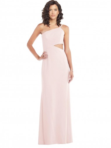 Online Flirty One Shoulder Midriff Cutout Maxi Crepe Prom Dress UK