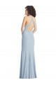 Online High Neck Halter Crepe Prom Dress with Twist Criss Cross Back UK