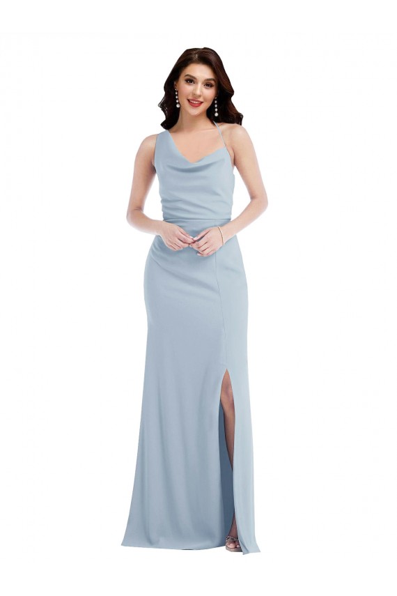 Online One Shoulder Draped Cowl Neck Maxi Prom Dress UK