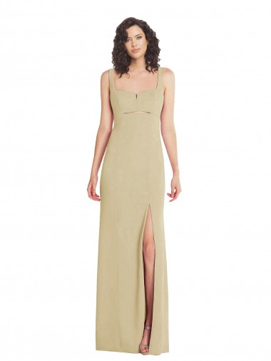 Online Wide Strap Slash Cutout Empire Crepe Prom Dress with Front Slit UK