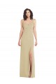Online Wide Strap Slash Cutout Empire Crepe Prom Dress with Front Slit UK
