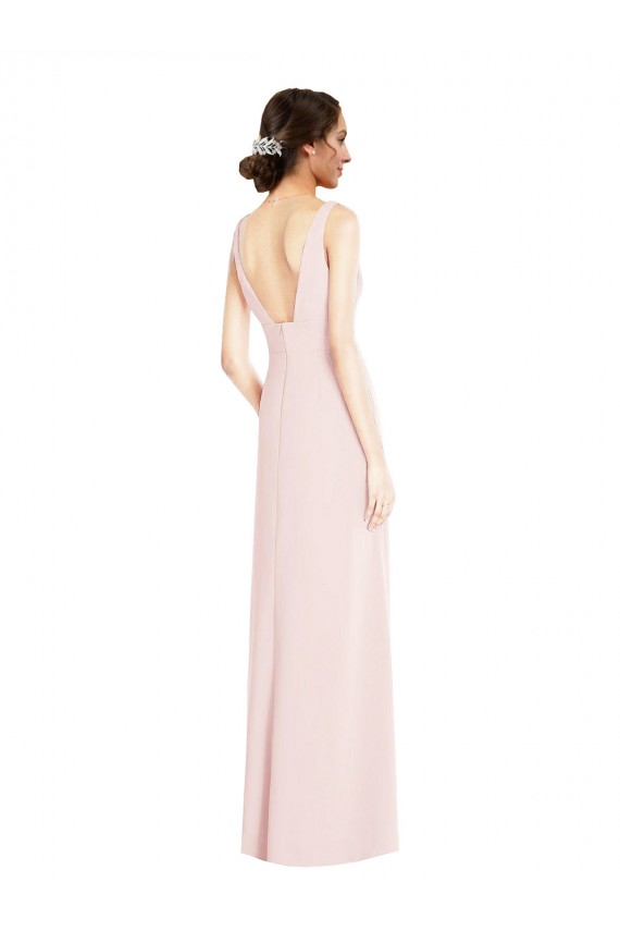 Online Square Neck Low Back A-Line Prom Dress with Front Slit and Pockets UK