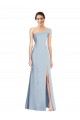 Online Asymmetrical Off the Shoulder Cuff Trumpet Crepe Prom Dress With Front Slit UK