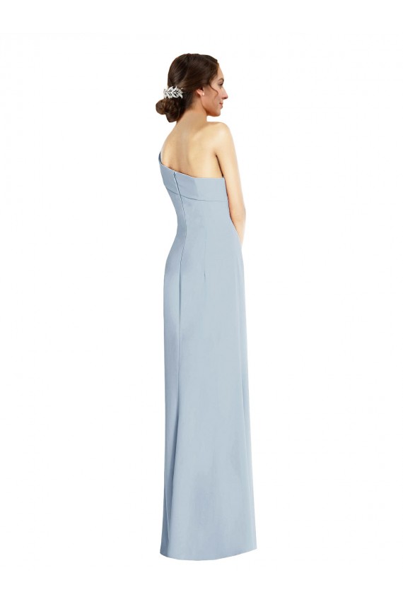 Online Asymmetrical Off the Shoulder Cuff Trumpet Crepe Prom Dress With Front Slit UK