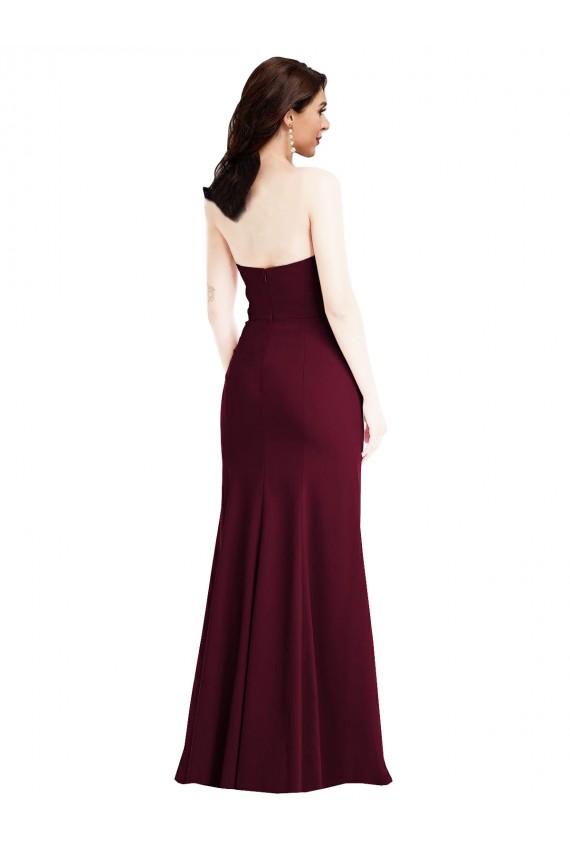 Online Strapless Crepe Maxi Prom Dress with Front Slit UK