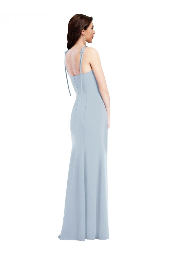 Online Bustier Style Crepe Prom Dress with Bow Straps UK