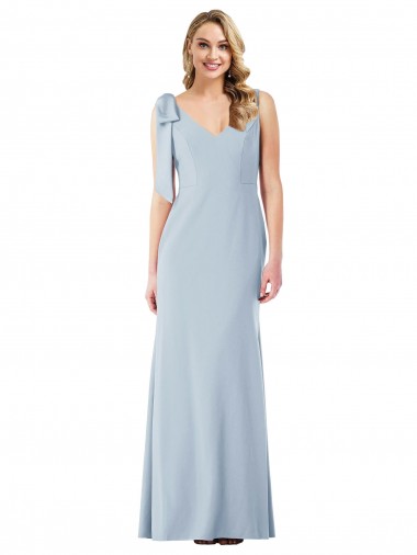 Online V-Back Bow Shoulder Trumpet Prom Dress UK