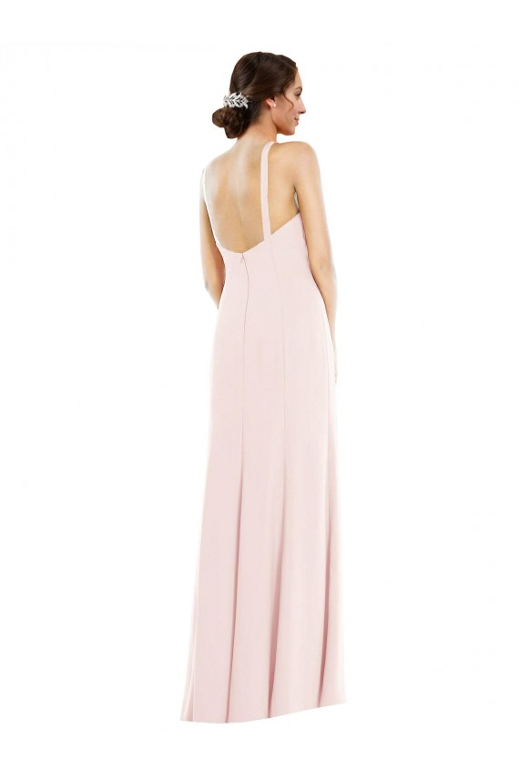 Online Criss Cross Halter Princess Line Trumpet Crepe Prom Dress UK