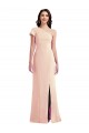 Online One Shoulder Cap Sleeves Trumpet Crepe Prom Dress with Front Slit UK