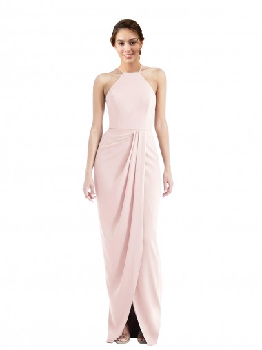 Online Halter Draped Tulip Skirt Maxi Prom Dress UK