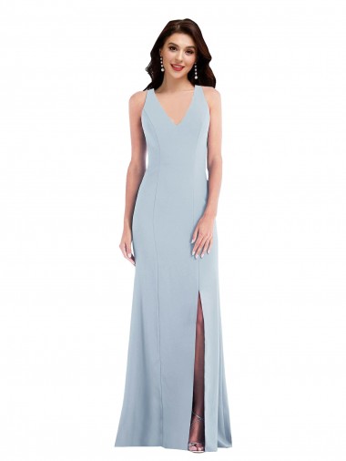 Online Criss Cross Cutout Back Maxi Prom Dress with Front Slit UK