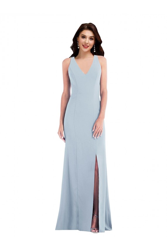 Online Criss Cross Cutout Back Maxi Prom Dress with Front Slit UK