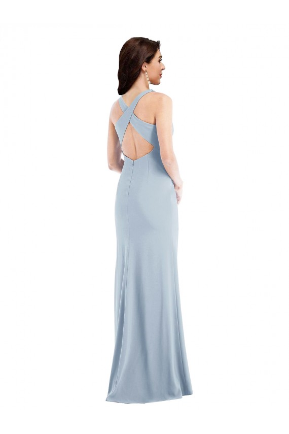 Online Criss Cross Cutout Back Maxi Prom Dress with Front Slit UK