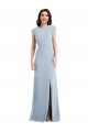 Online Cap Sleeve Open Back Trumpet Crepe Prom Dress with Front Slit UK