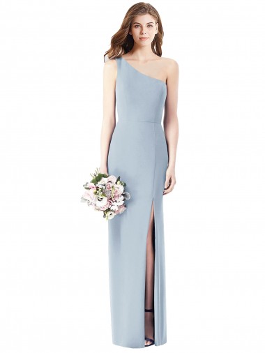 Online One Shoulder Crepe Trumpet Prom Dress with Front Slit UK