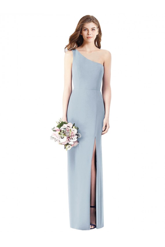 Online One Shoulder Crepe Trumpet Prom Dress with Front Slit UK