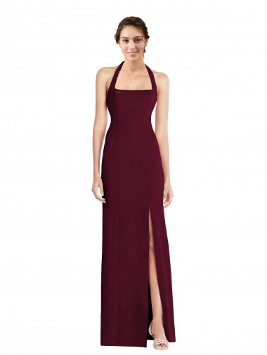 Online Tie Halter Open Back Trumpet Prom Dress UK
