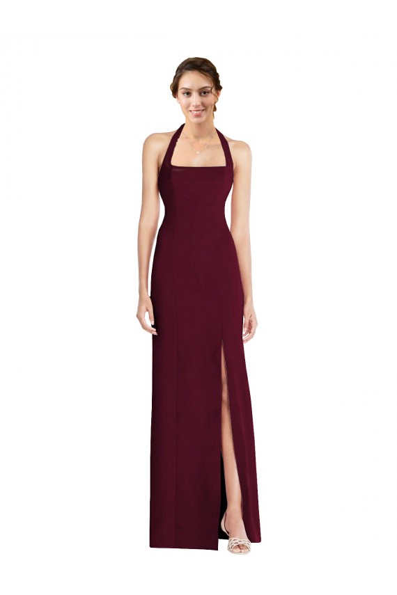 Online Tie Halter Open Back Trumpet Prom Dress UK