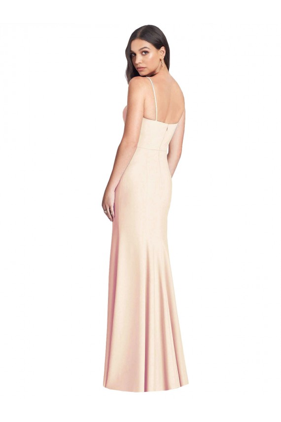 Online Seamed Bodice Crepe Trumpet Prom Dress with Front Slit UK