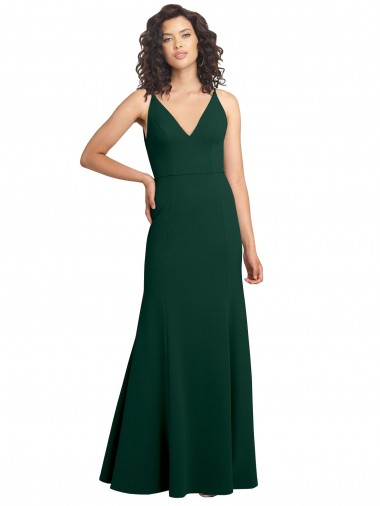 Online Form Fitting Stretch Crepe A-Line Prom Dress UK