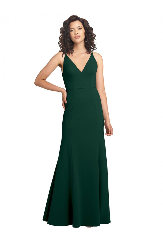 Online Form Fitting Stretch Crepe A-Line Prom Dress UK