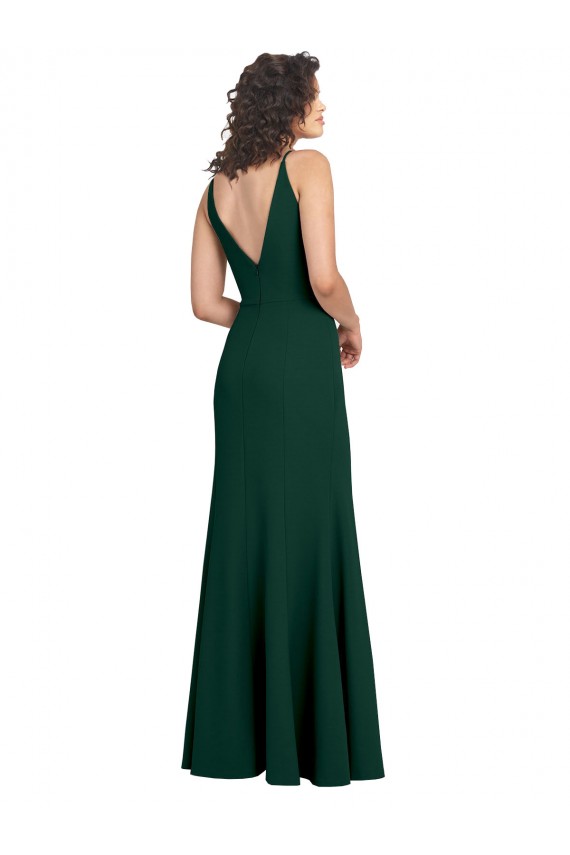 Online Form Fitting Stretch Crepe A-Line Prom Dress UK