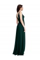Online Slim A-Line V-Neck Full Length Crepe Prom Dress with Side Slit UK
