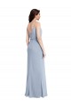 Online Draped Cowl Neck Long Crepe Prom Dress with Spaghetti Straps UK