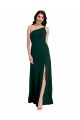 Online A-Line Slim One Shoulder Crepe Prom Dress with Asymmetrical Straps and Side Slit UK