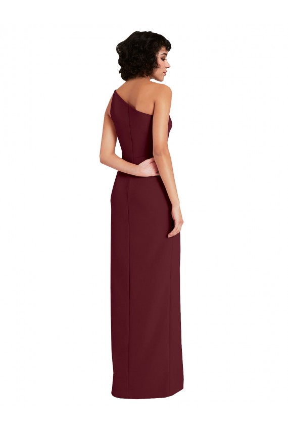 Online Sleek One Shoulder Long Crepe Prom Dress with Daring Slit UK