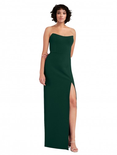 Online Scooped Strapless Neckline Crepe Prom Dress with Side Slit UK