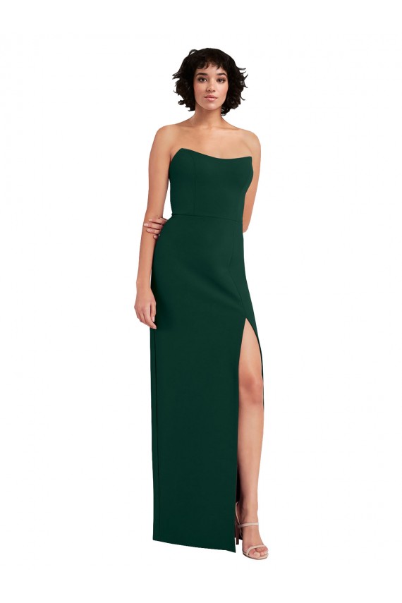 Online Scooped Strapless Neckline Crepe Prom Dress with Side Slit UK