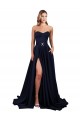 Online Sweetheart Neckline Low Back Long Crepe Prom Dress with High Leg Spit & Pockets UK