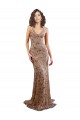 Online Floral Patterned Backless V-Neckline Sequin Prom Dress UK