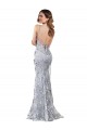 Online Silver V-Neckline Backless Floral Patterned Sequin Prom Dress UK
