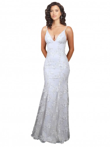 Online V-Neckline Backless Floral Patterned Sequin Formal Prom Dress UK