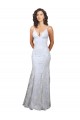 Online V-Neckline Backless Floral Patterned Sequin Formal Prom Dress UK