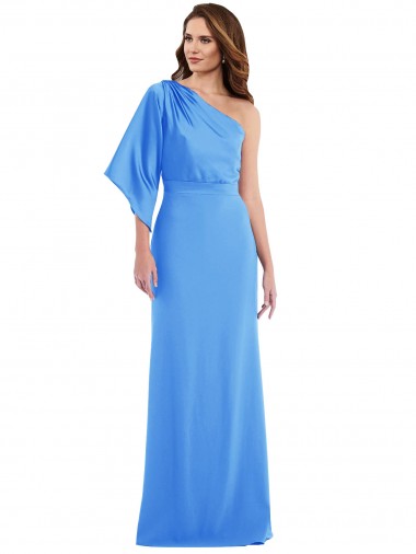 Online One Shoulder Bell Sleeves Trumpet Prom Dress UK