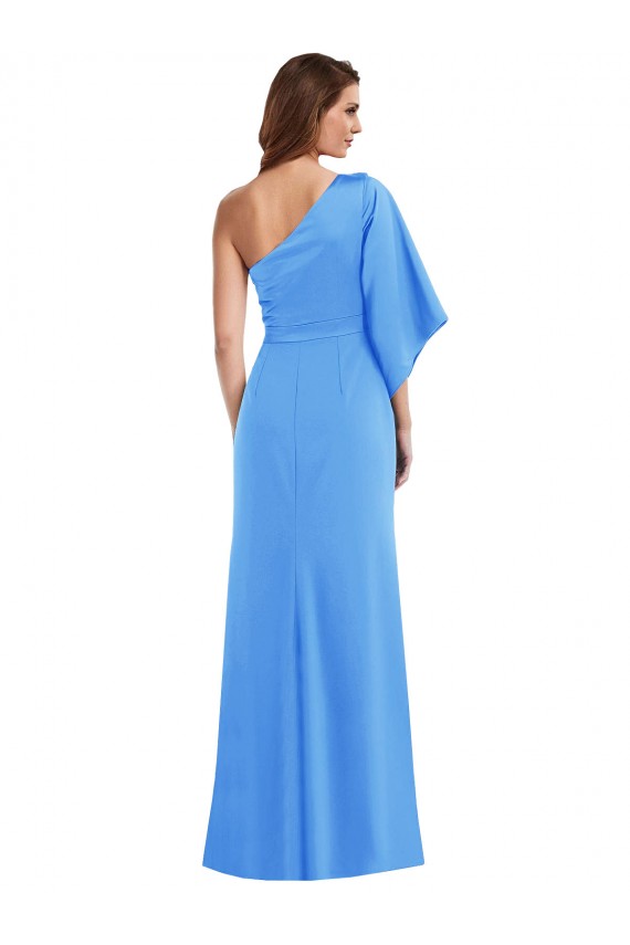 Online One Shoulder Bell Sleeves Trumpet Prom Dress UK