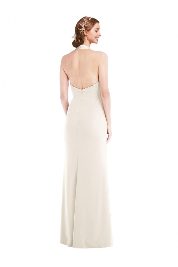 Online Halter Tuxedo Maxi Prom Dress with Front Slit UK