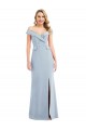 Online Off the Shoulder Tuxedo Maxi Prom Dress with Front Slit UK