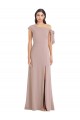 Online Off the Shoulder Tie Detail Maxi Crepe Prom Dress with Front Slit UK