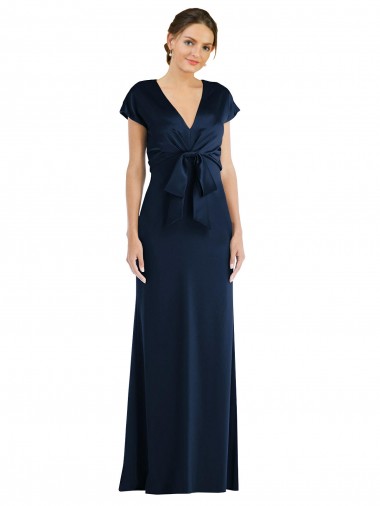 Online Soft Bow Blouson Bodice Trumpet Crepe Prom Dress UK