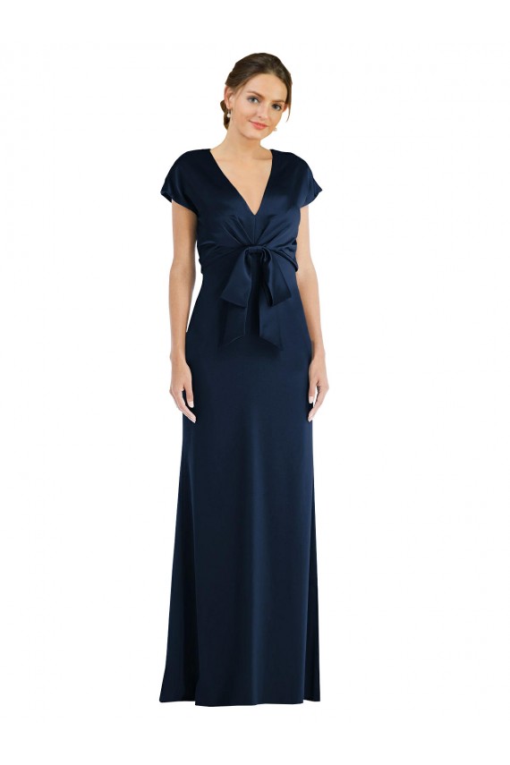 Online Soft Bow Blouson Bodice Trumpet Crepe Prom Dress UK