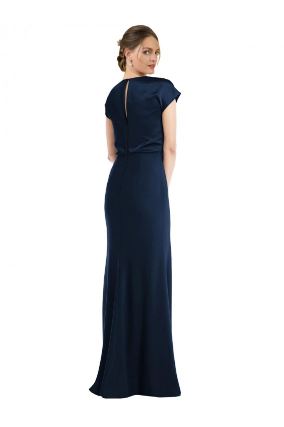 Online Soft Bow Blouson Bodice Trumpet Crepe Prom Dress UK