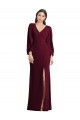 Online Long Puff Sleeve V-Neck Trumpet Maxi Prom Dress UK