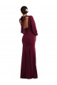 Online Bishop Sleeve Open Back Trumpet Crepe Prom Dress with Scarf Tie UK