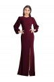 Online Puff Sleeves Long Maxi Briddesmaid Dress with Cutout Tie Back UK