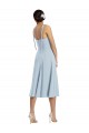 Online Midi Cocktail Length Bustier Crepe Prom Dress with Back Bow Straps UK