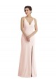 Online Skinny Strap Deep V-Neck Trumpet Crepe Prom Dress with Front Slit UK